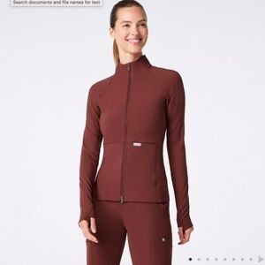 NWT FIGS Women's Contour Knit Scrub Jacket - Walnut